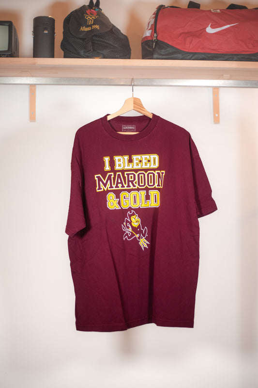 Champs XL Maroon Gold Print T-shirt