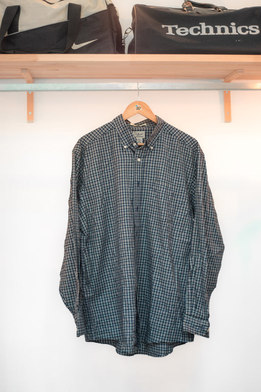 LL Bean Blue Checkered Shirt